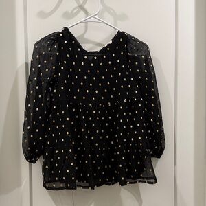 Hayden Girls Black Top with Gold Polka Dots